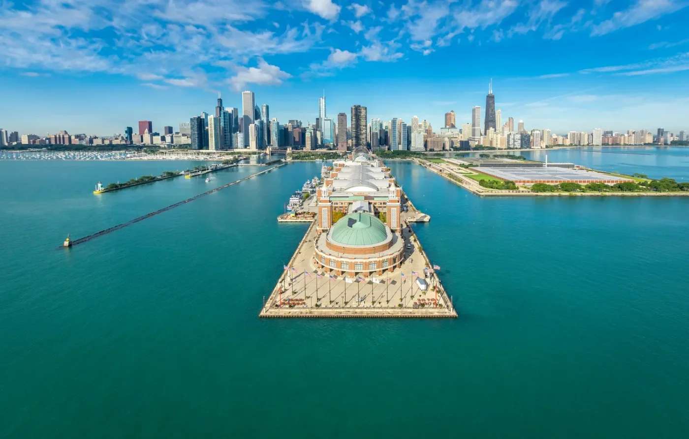 El lago Michigan y el centro